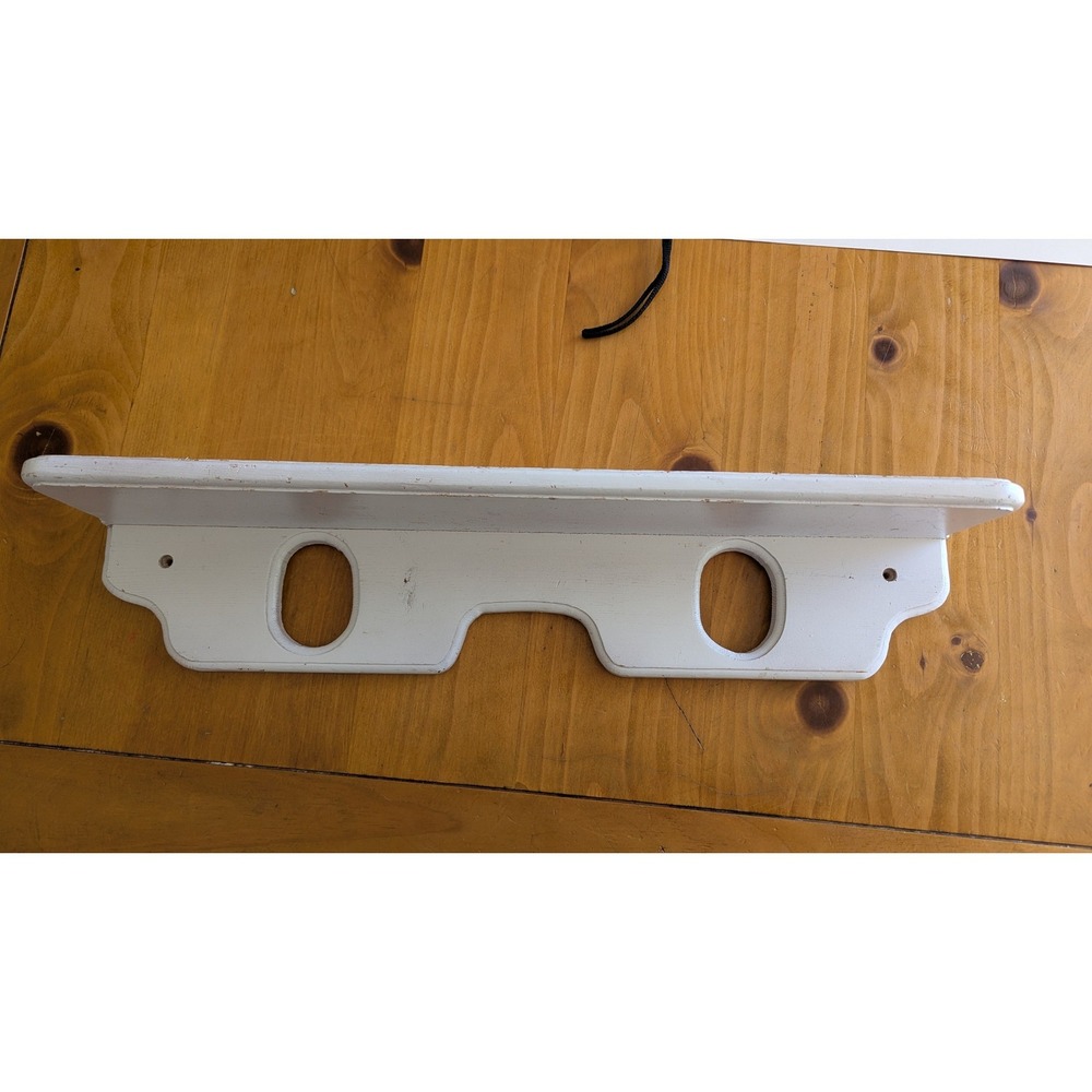 Vintage White Wood Wall Shelf Plate Rail Ledge Farmhouse Cottagecore 24 Inch